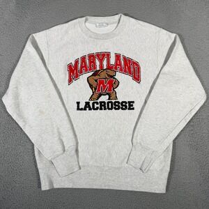 Maryland Terrapins Sweatshirt Adult Medium Gray Champion Reverse Weave Lacrosse